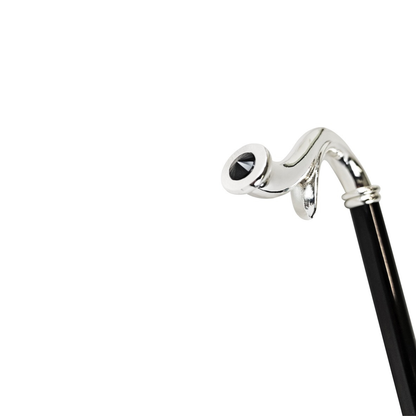 Original Silverplated Walking Cane with Black Crystal Handle
