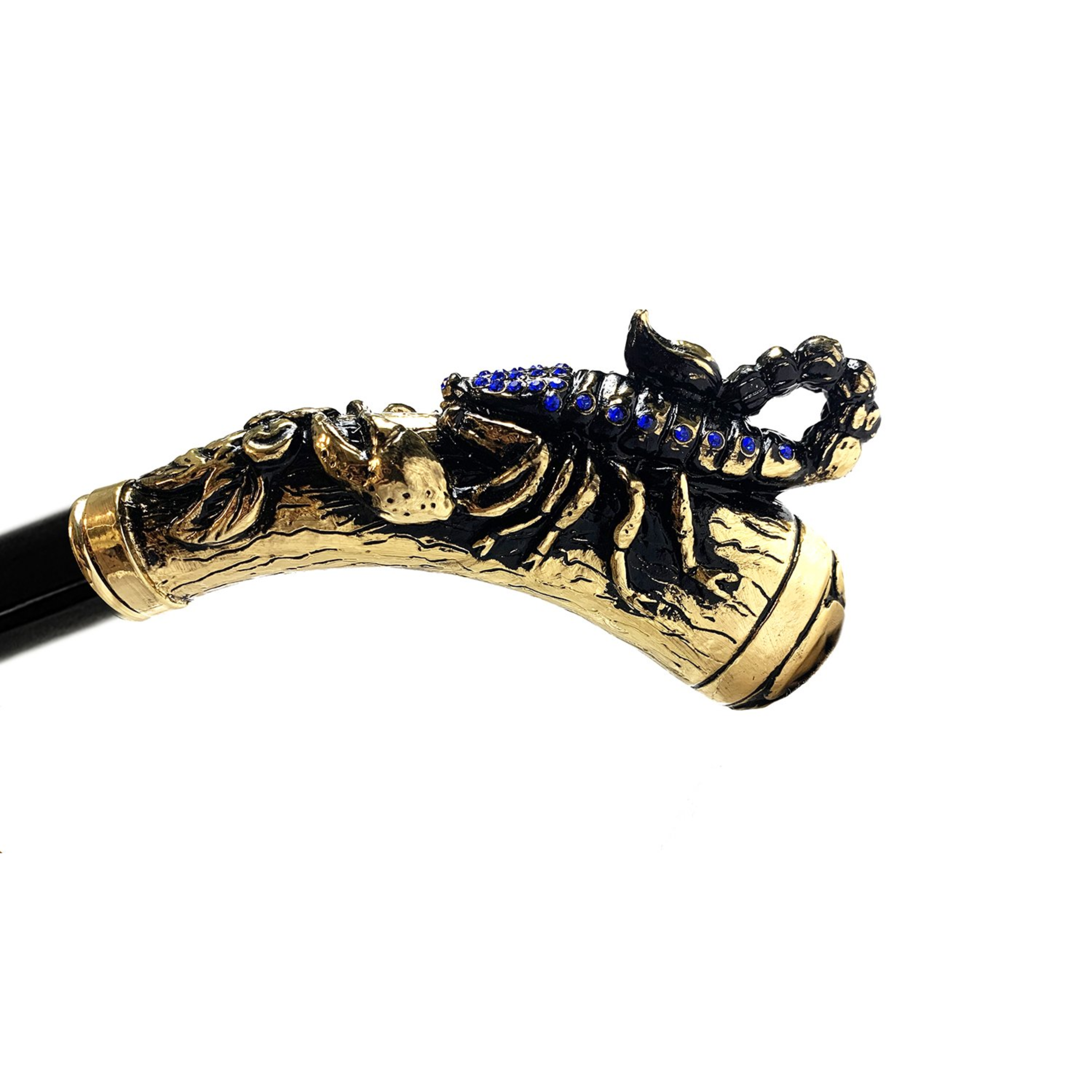 Original Scorpion Handle Walking Stick with Sapphire Crystals