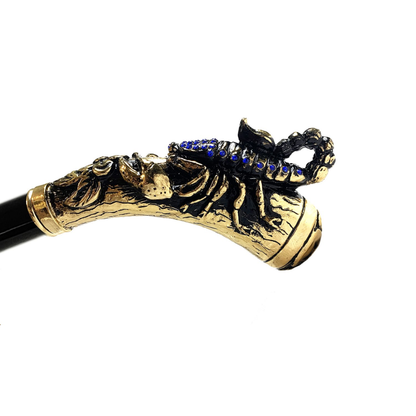 Original Scorpion Handle Walking Stick with Sapphire Crystals