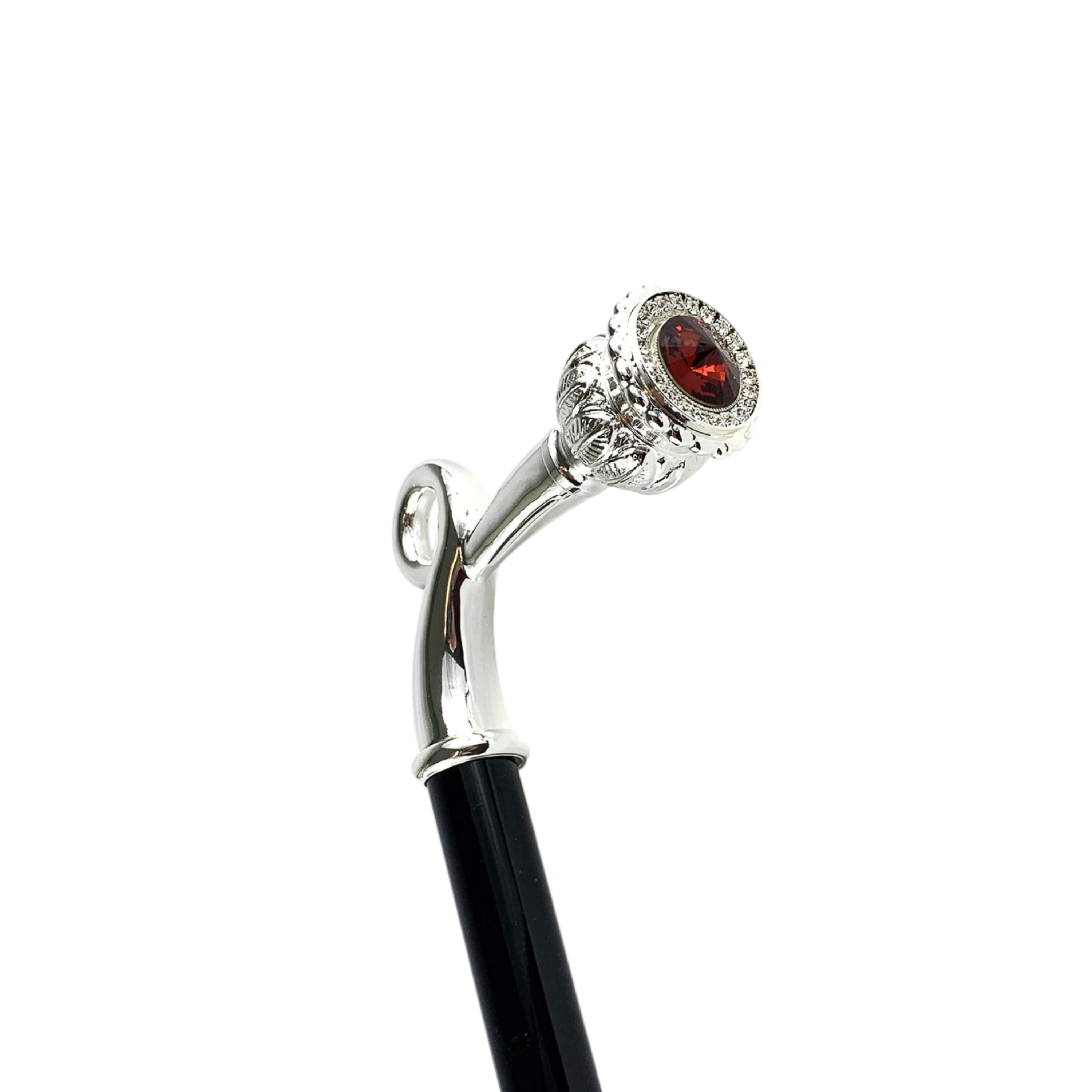 Walking Stick With Red Swarovski Crystal – Silver-Plated Eleganе Cane