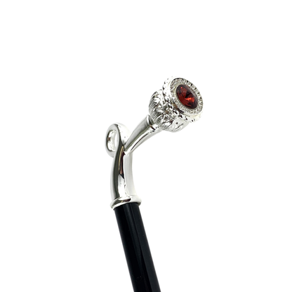 Walking Stick With Red Swarovski Crystal – Silver-Plated Eleganе Cane