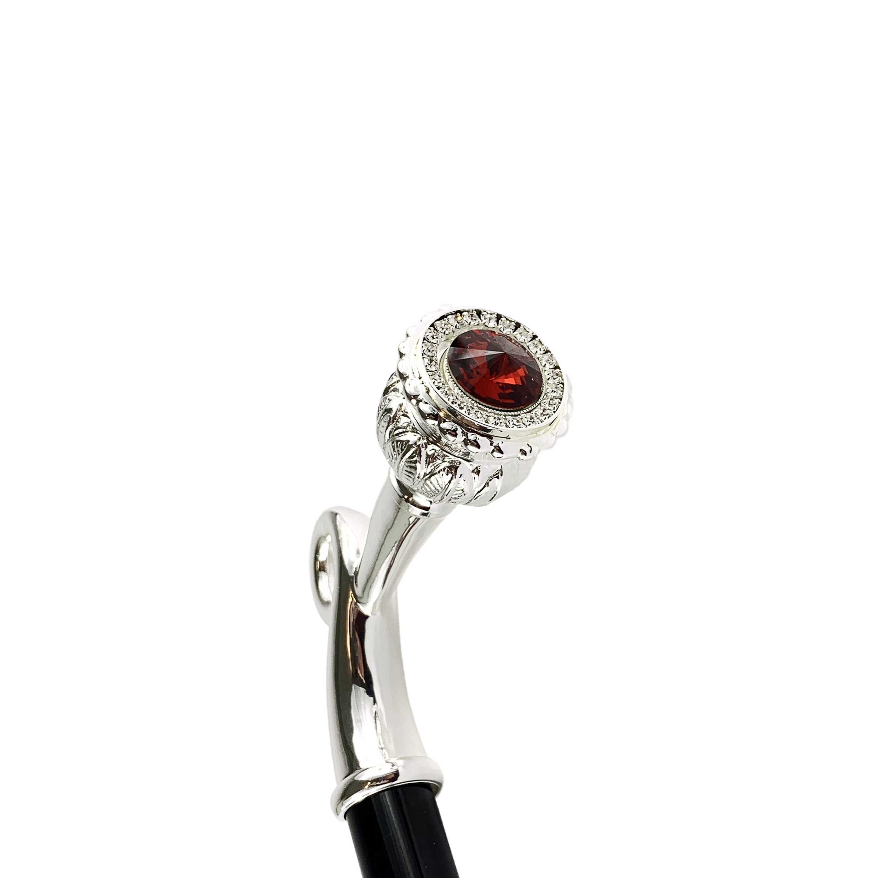 Walking Stick With Red Swarovski Crystal – Silver-Plated Eleganе Cane