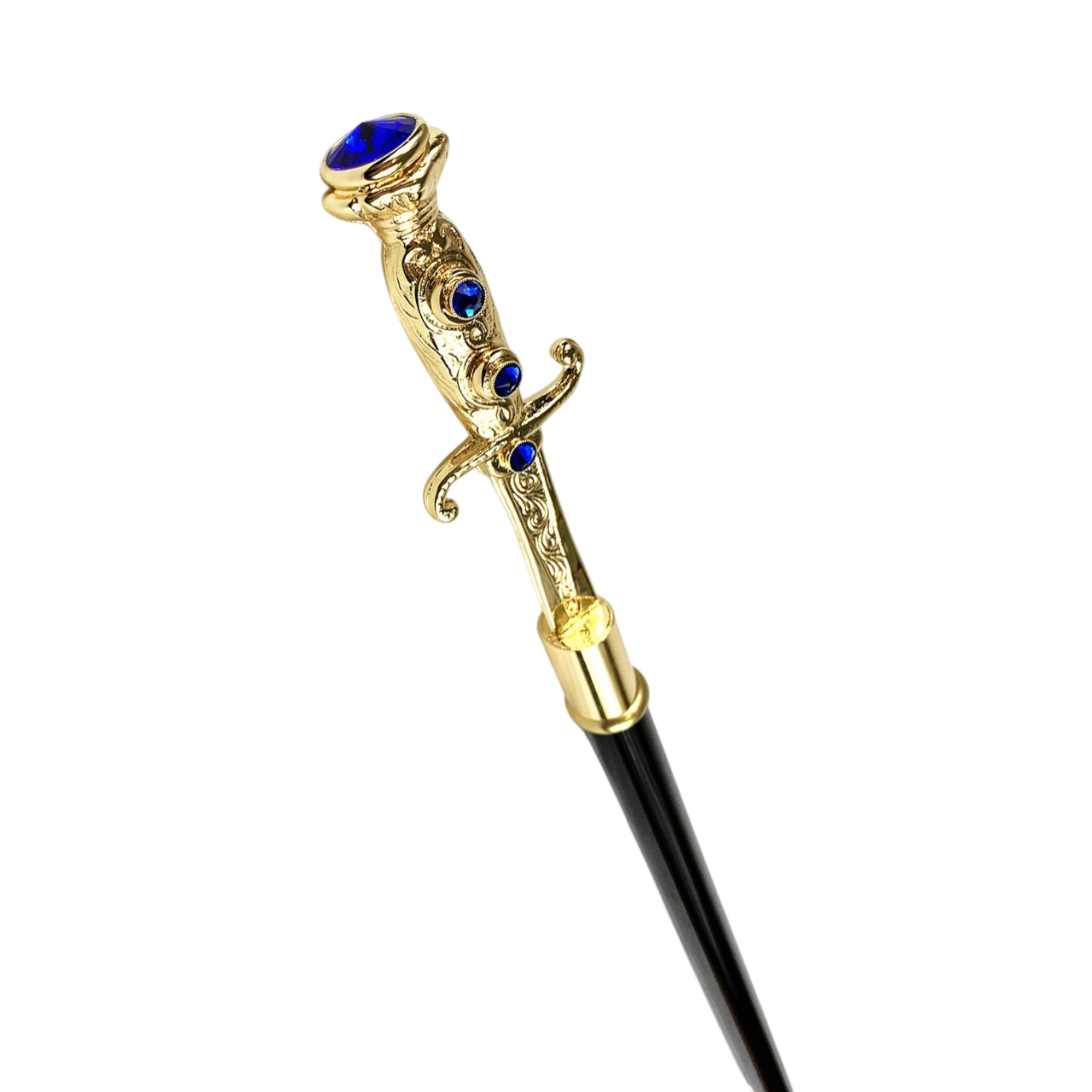 Luxury Italian Cane with Sword Handle with Swarovski Crystals