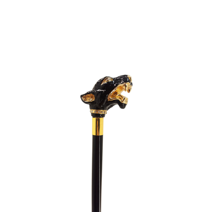 Fantastic Gold-Plated Dog Hand-Enamelled Luxury Walking Cane