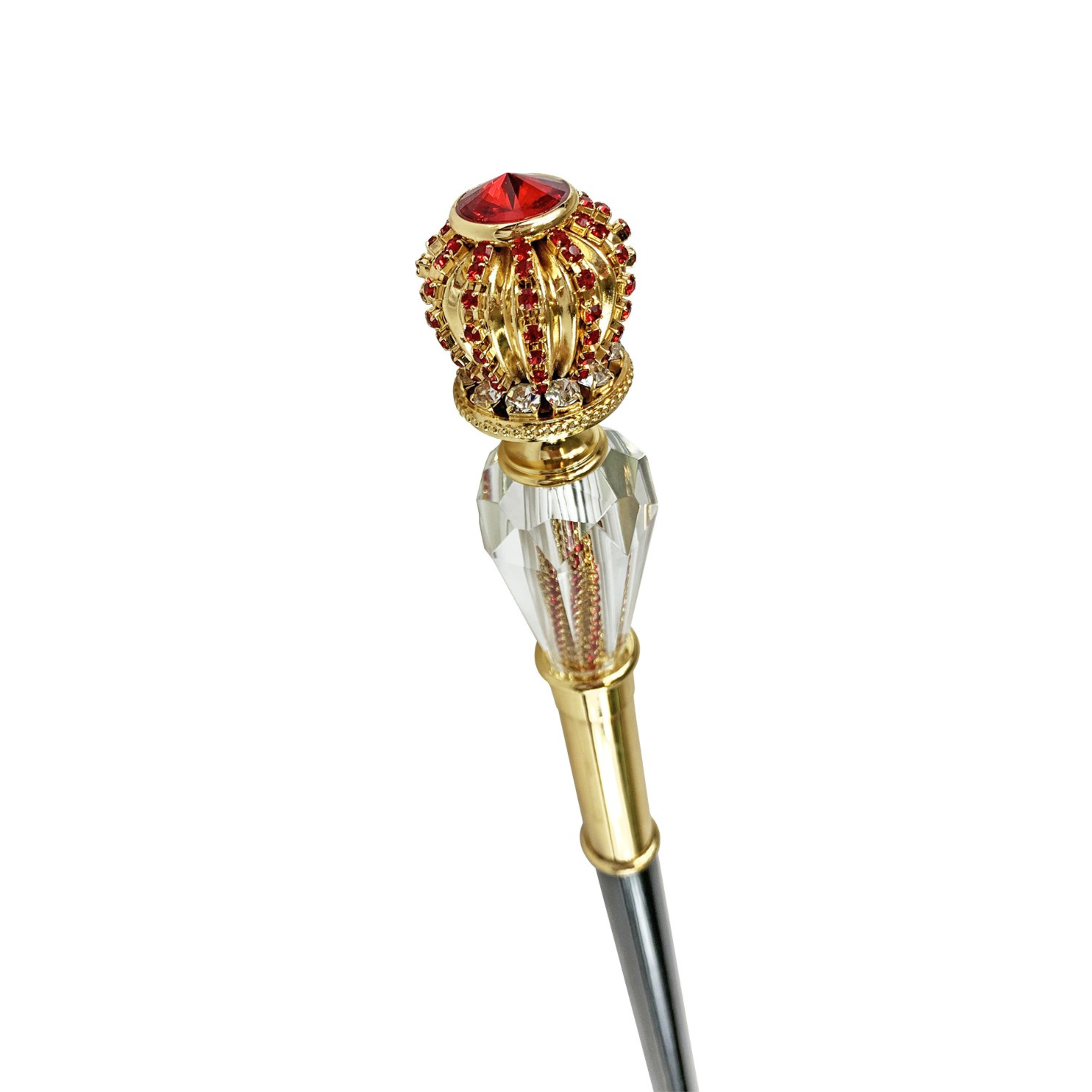 Amazing Chic Walking Stick with Red Crystals – Handmade in Italy
