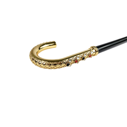 Unique 24K Gold-Plated Cane with Filigree and Swarovski Handle