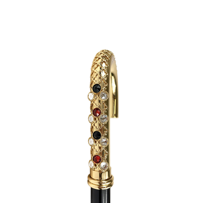 Unique 24K Gold-Plated Cane with Filigree and Swarovski Handle