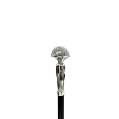 Crystals-Encrusted Evening Walking Stick – Silver-Plated Handle