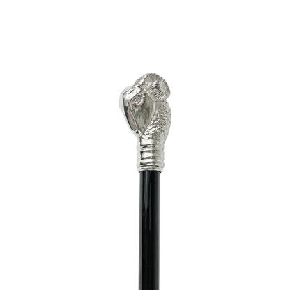 Classic Design Silver-Plated 925 Ram Handle Walking Stick