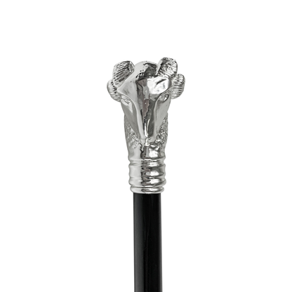 Classic Design Silver-Plated 925 Ram Handle Walking Stick