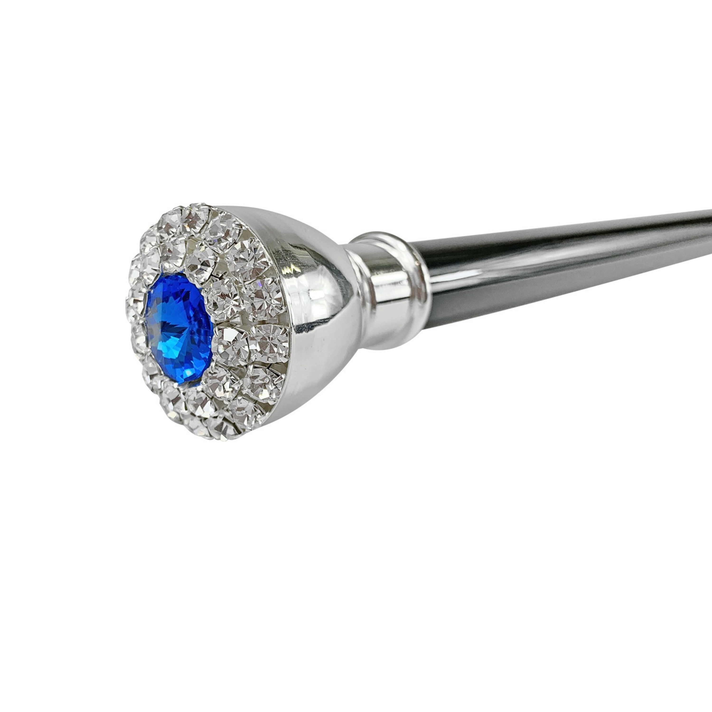 Handcrafted Elegant Walking Stick with Silver-Plated Knob and Crystals