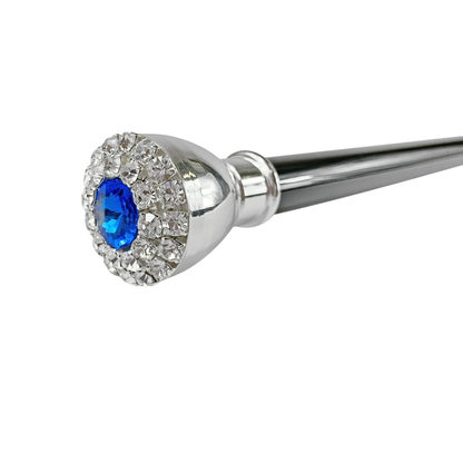 Handcrafted Elegant Walking Stick with Silver-Plated Knob and Crystals