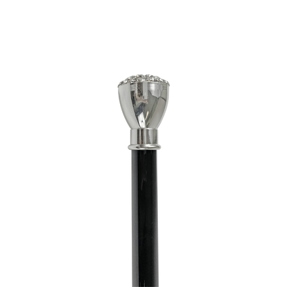 Handcrafted Elegant Walking Stick with Silver-Plated Knob and Crystals