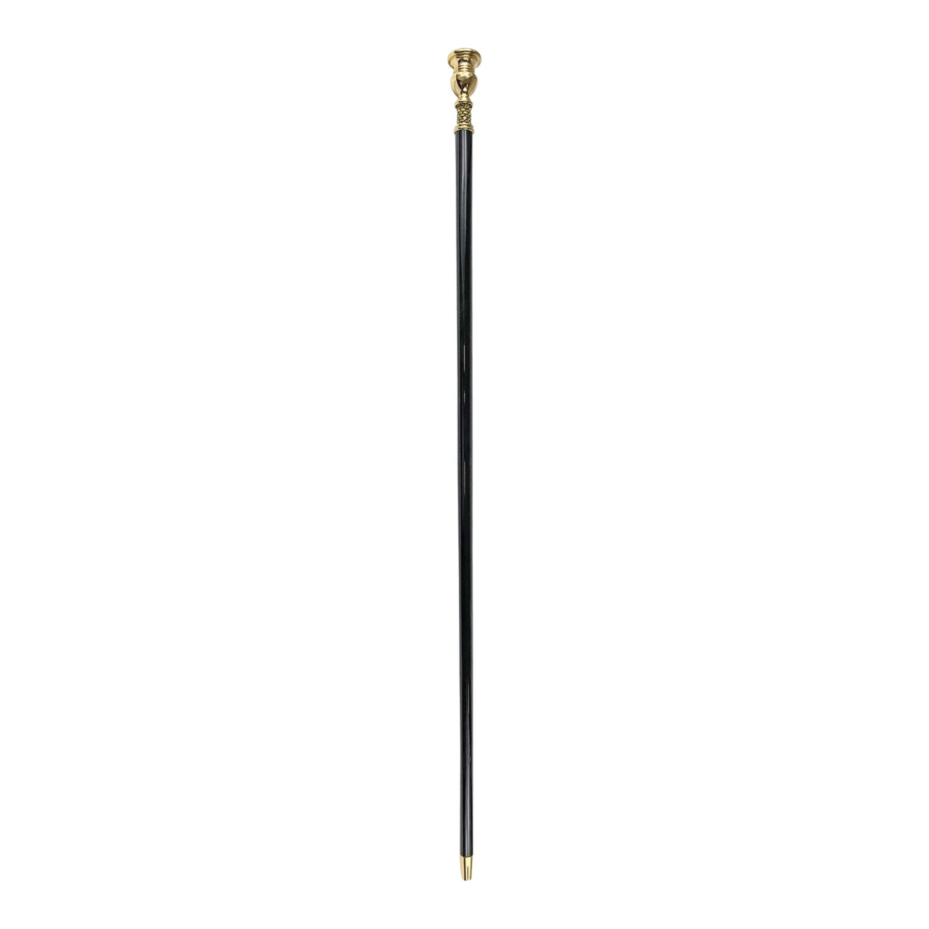 Walking Cane with Large Emerald Crystal – 24K Gold-Plated Handle