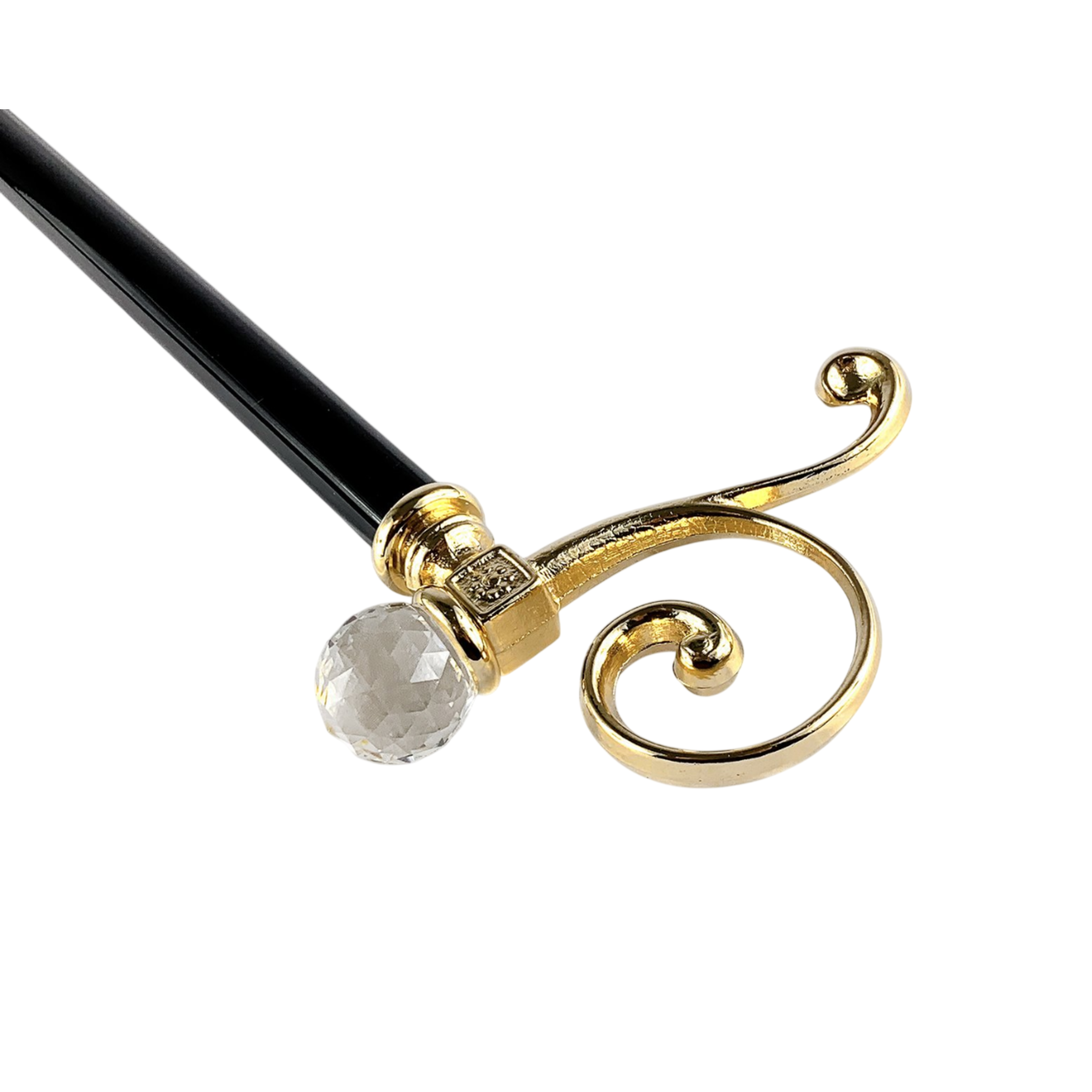 24K Gold-Plated Handle Collectible Walking Cane with Swarovski Crystal