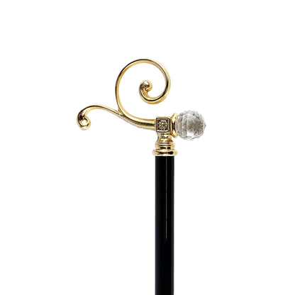 24K Gold-Plated Handle Collectible Walking Cane with Swarovski Crystal