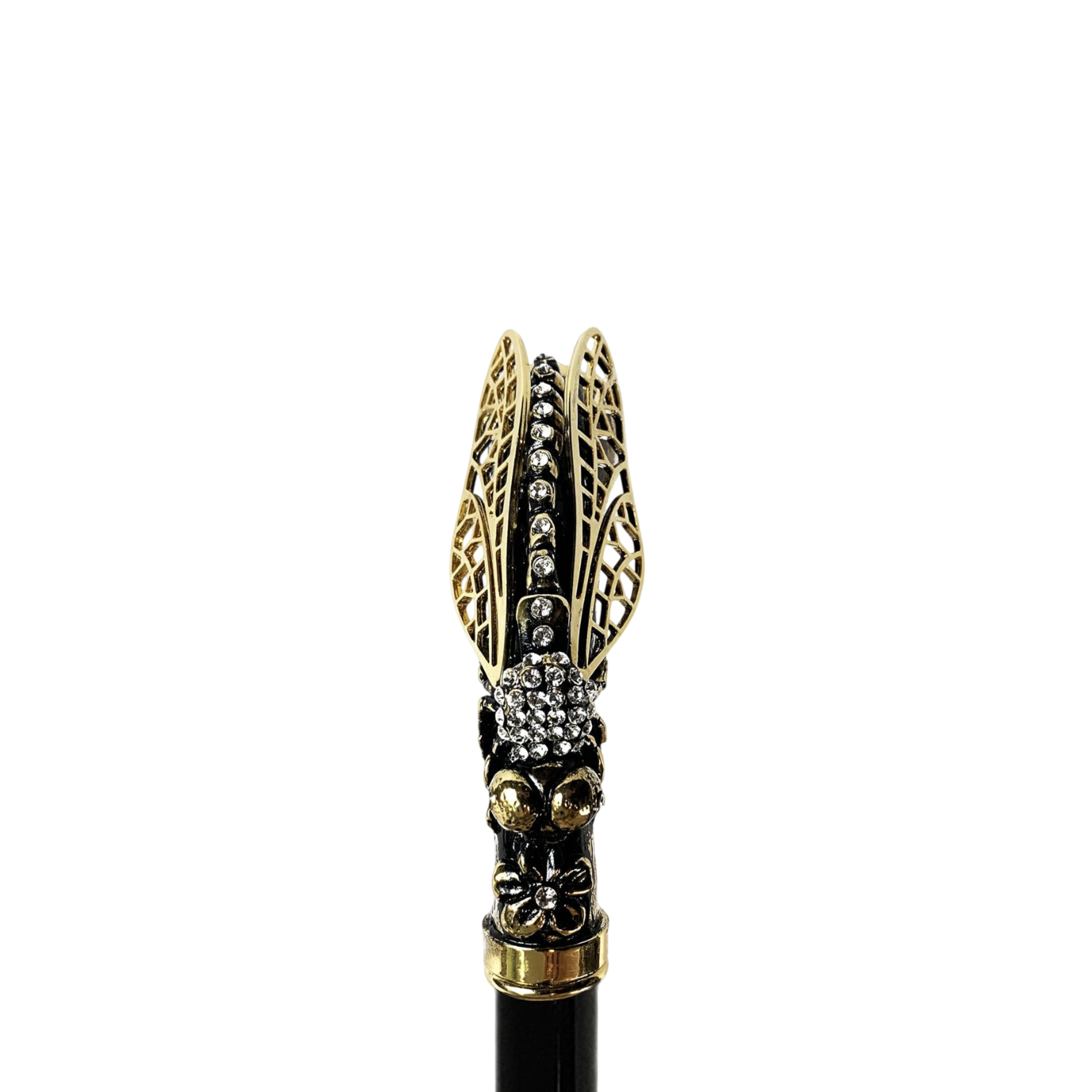 Luxury Dragonfly Walking Stick – 24K Gold-Plated with Crystals