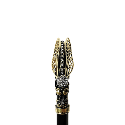 Luxury Dragonfly Walking Stick – 24K Gold-Plated with Crystals