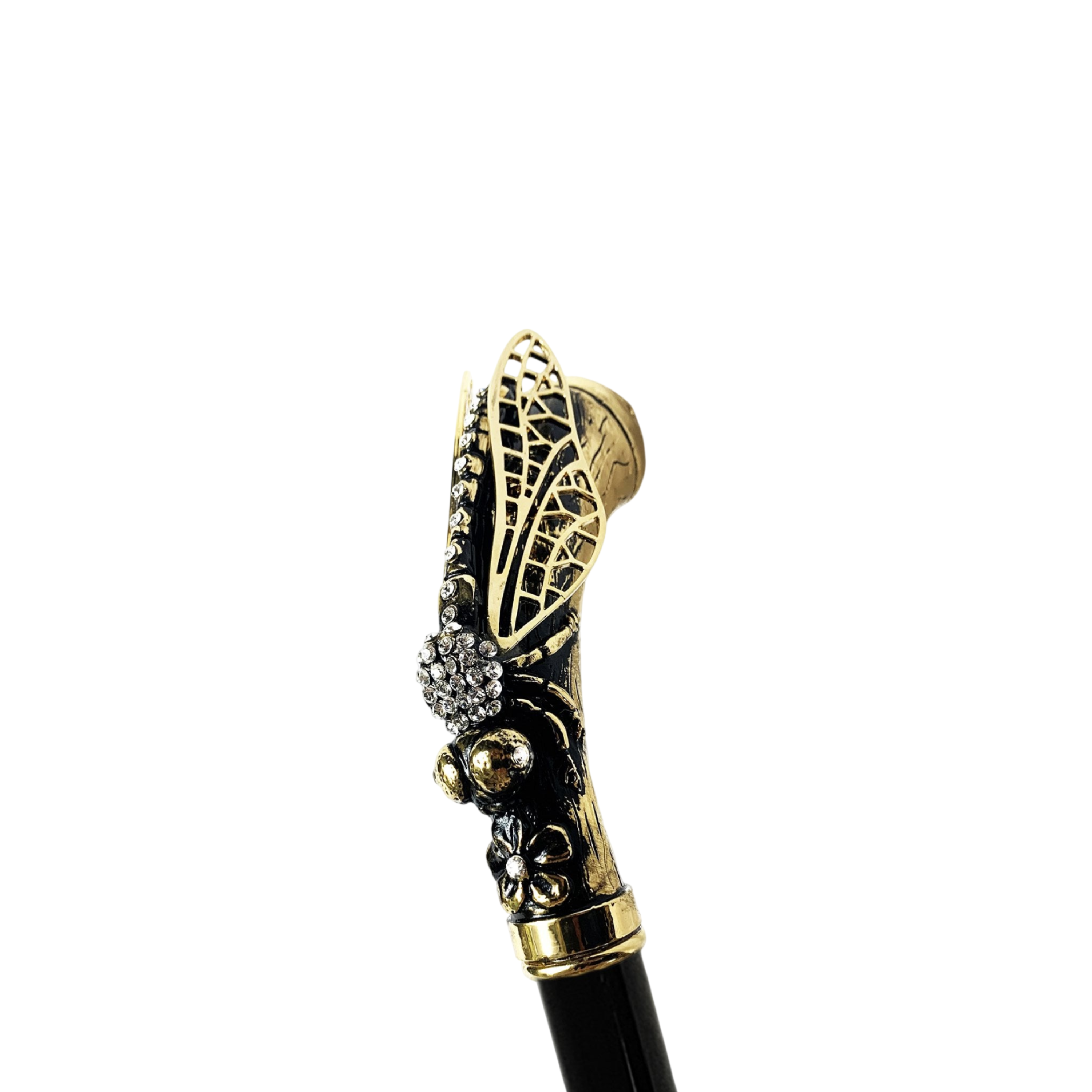 Luxury Dragonfly Walking Stick – 24K Gold-Plated with Crystals