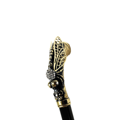 Luxury Dragonfly Walking Stick – 24K Gold-Plated with Crystals