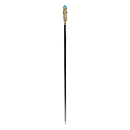 Exclusive 24K Gold-Plated Handle Walking Cane with Large Aqua Crystal
