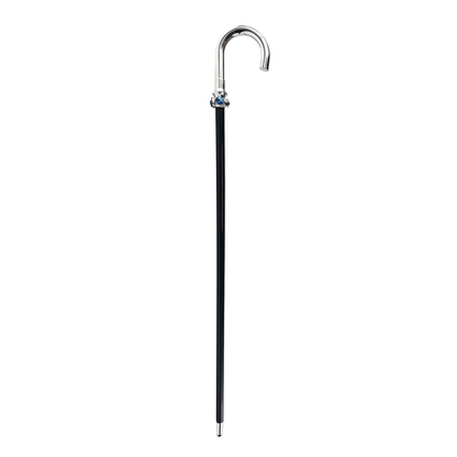 Men’s Walking Cane with Aquamarine Crystals – Silver-Plated Handle