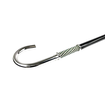 Luxury Walking Stick with Silver-Plated Handle and Emerald Rhinestones