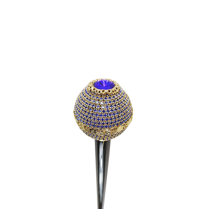 Luxury Walking Stick with Sapphire Crystals and 24K Gold Plating