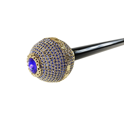 Luxury Walking Stick with Sapphire Crystals and 24K Gold Plating