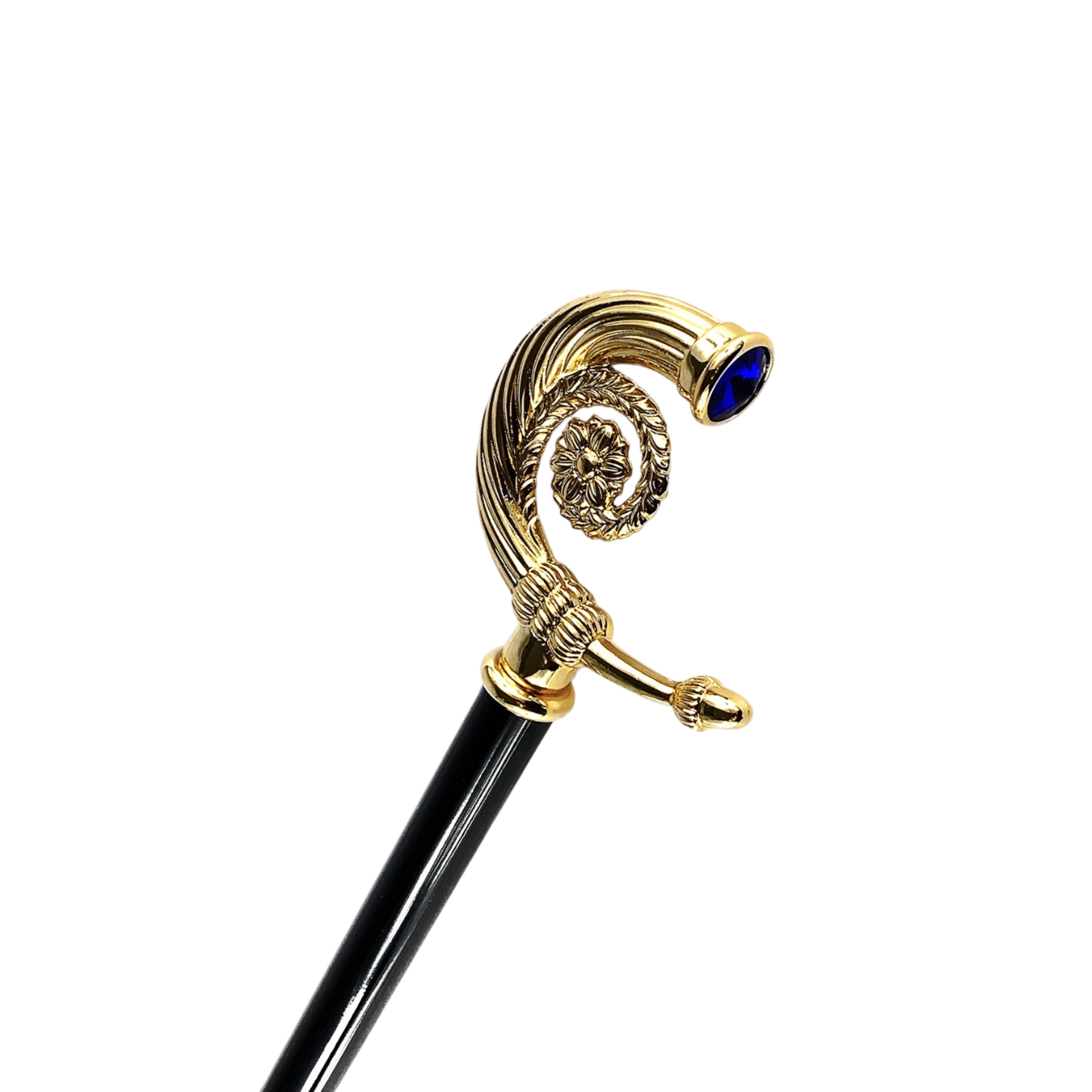 Luxury Italian Collectible Walking Cane with Swarovski Sapphire Crystal