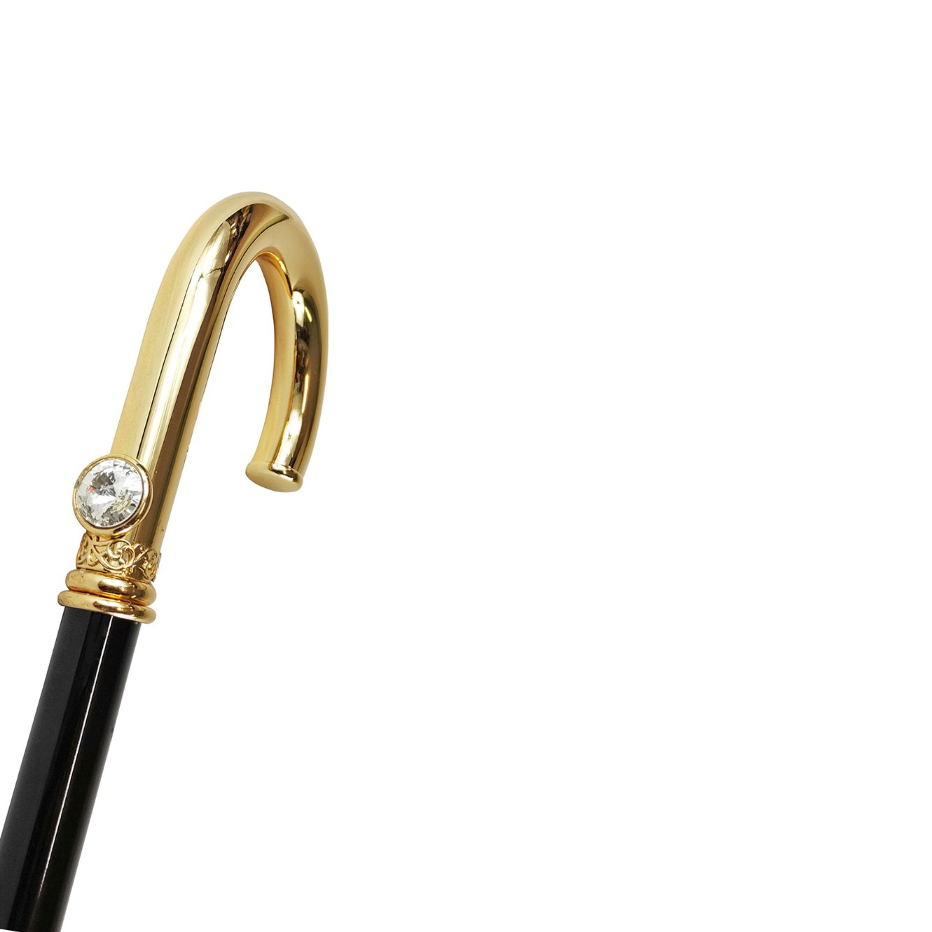 Luxury Gold-Plated Walking Stick for Men with Swarovski Crystal Handle
