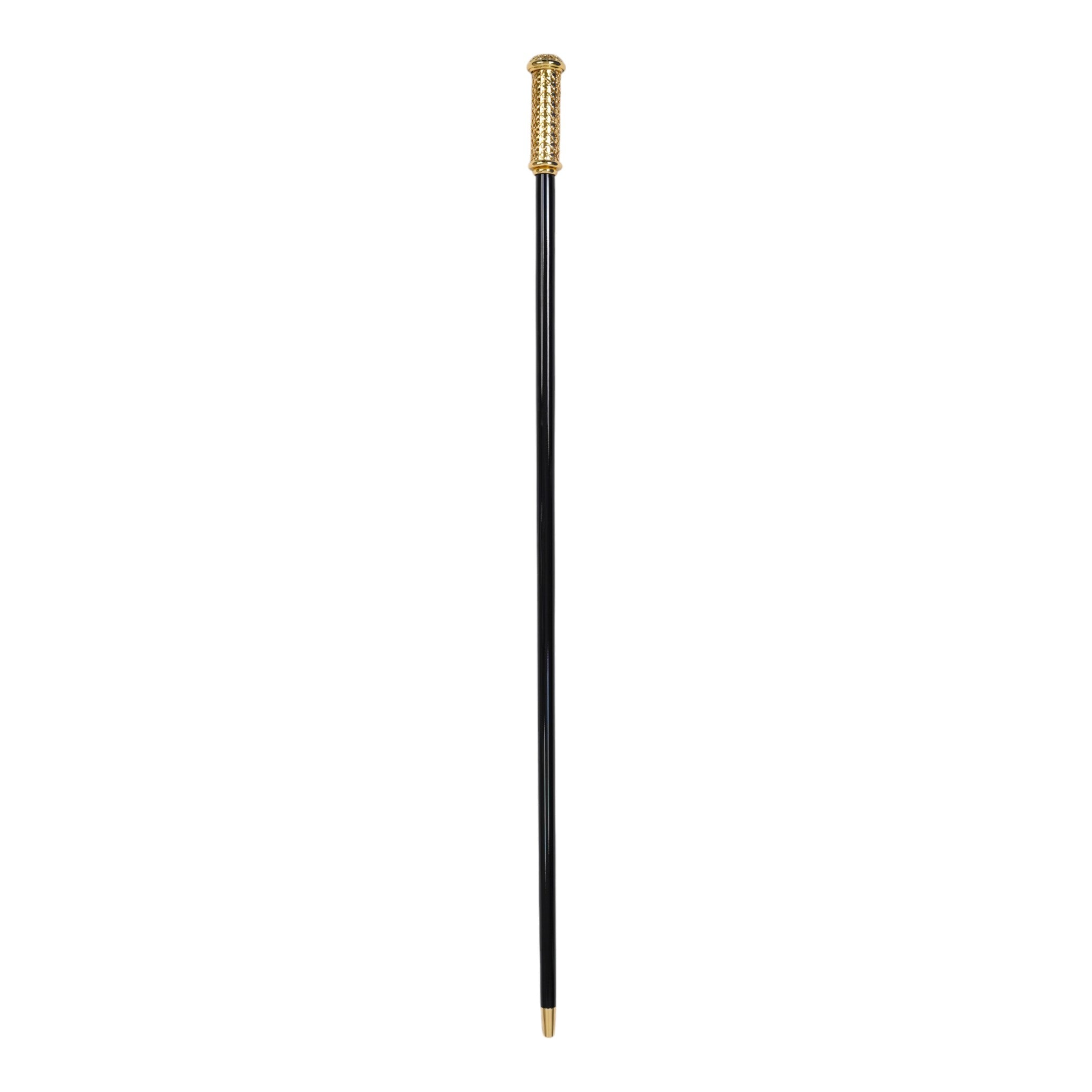 Luxury Italian Walking Cane with Elegant 24K Gold Filigree Handle