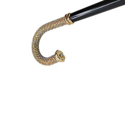 Luxury Italian Walking Stick Encrusted with Aquamarine Crystals