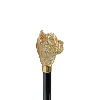 Walking Stick with Exclusive 24K Gold-Plated Hand-Enamelled Dog Handle