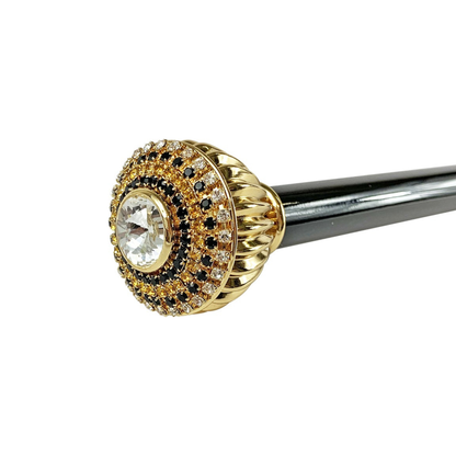 Luxury Italian Walking Stick with Topaz and Black Crystal Handle