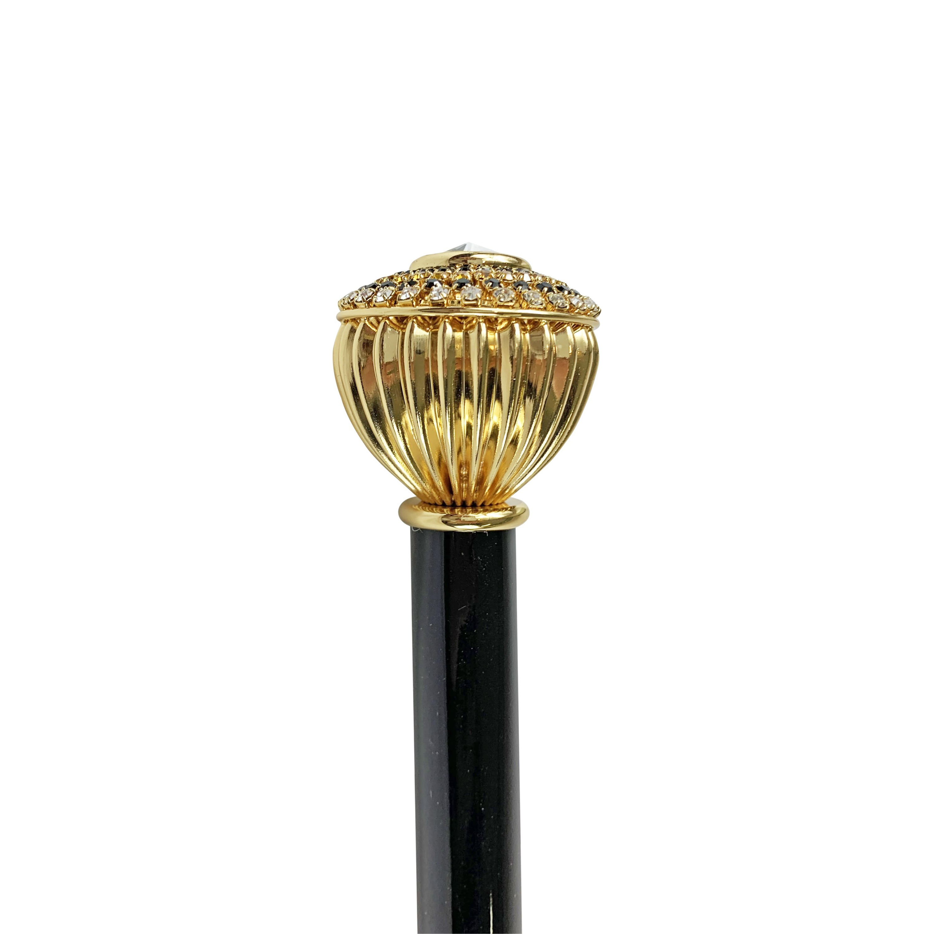 Luxury Italian Walking Stick with Topaz and Black Crystal Handle