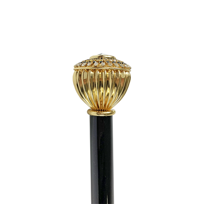 Luxury Italian Walking Stick with Topaz and Black Crystal Handle