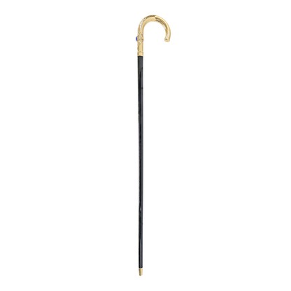 Luxury Italian Walking Cane with Elegant 24K Gold-Plated Blue Stone Handle