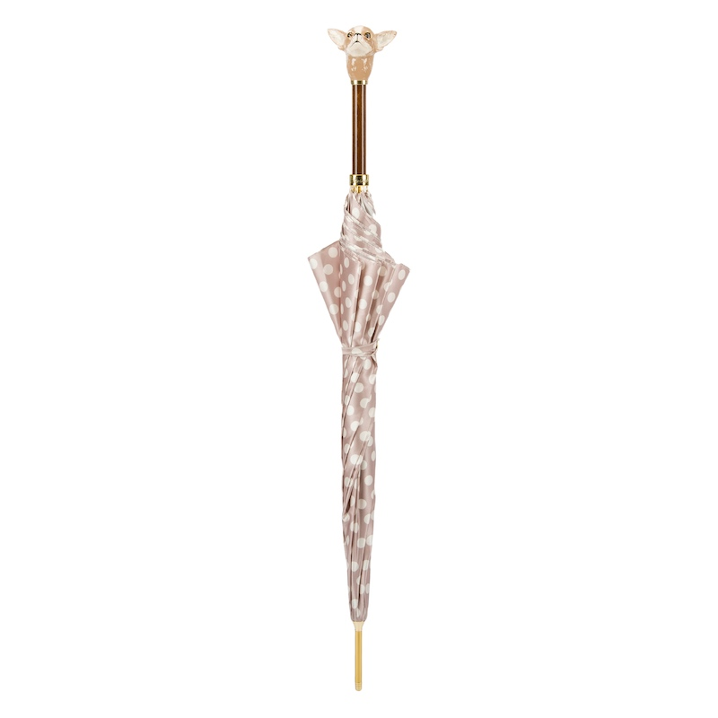 Chihuahua Automatic Opening Umbrella with Dots Enameled Brass Handle