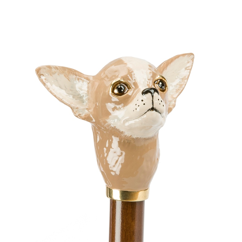 Chihuahua Automatic Opening Umbrella with Dots Enameled Brass Handle