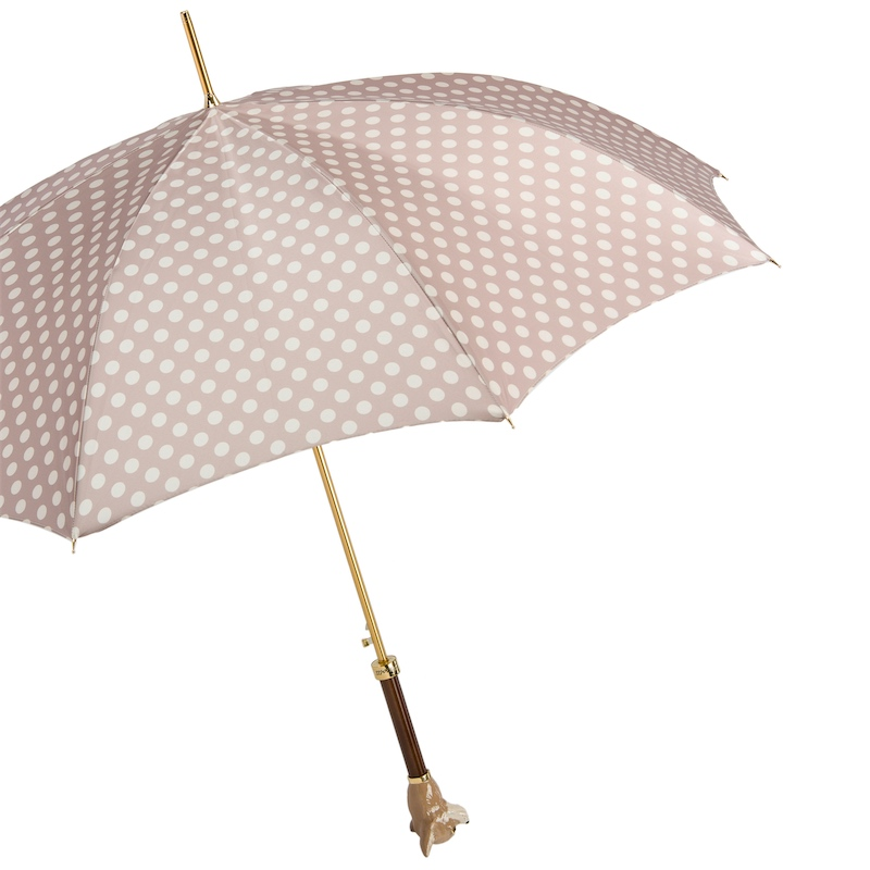 Chihuahua Automatic Opening Umbrella with Dots Enameled Brass Handle