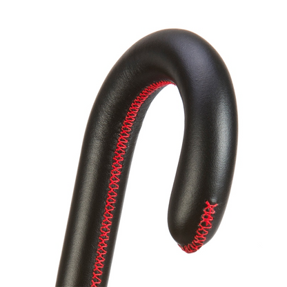 Red and Black Polka Dot Umbrella – Automatic, Leather Handle