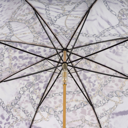 Purple Nuance Automatic Opening Umbrella with Chains Print