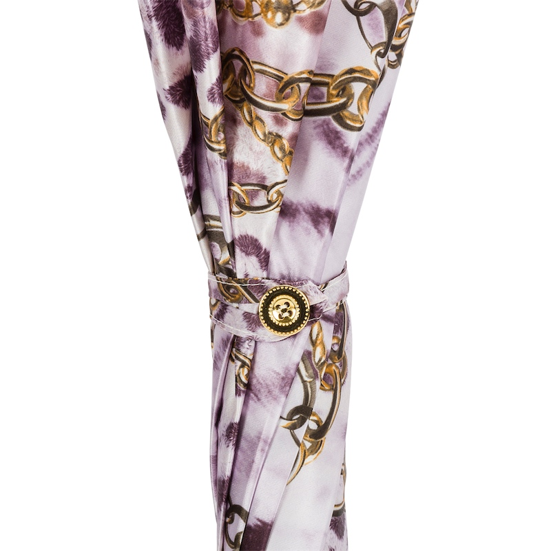 Purple Nuance Automatic Opening Umbrella with Chains Print