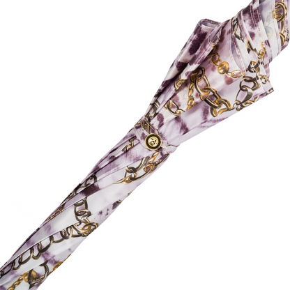 Purple Nuance Automatic Opening Umbrella with Chains Print