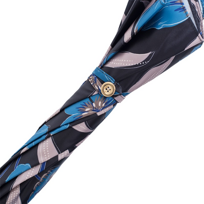 Exclusive Blue Flowers Automatic Umbrella – Handmade in Italy