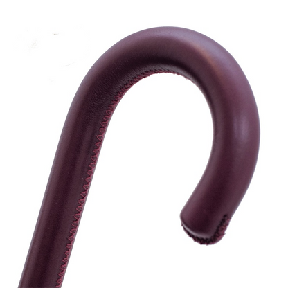 Flowered Umbrella with Burgundy Leather Handle – Handmade in Italy