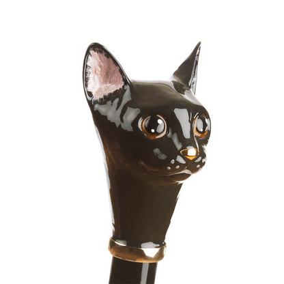 Black Cat Enameled Brass Handle Umbrella – Automatic Opening