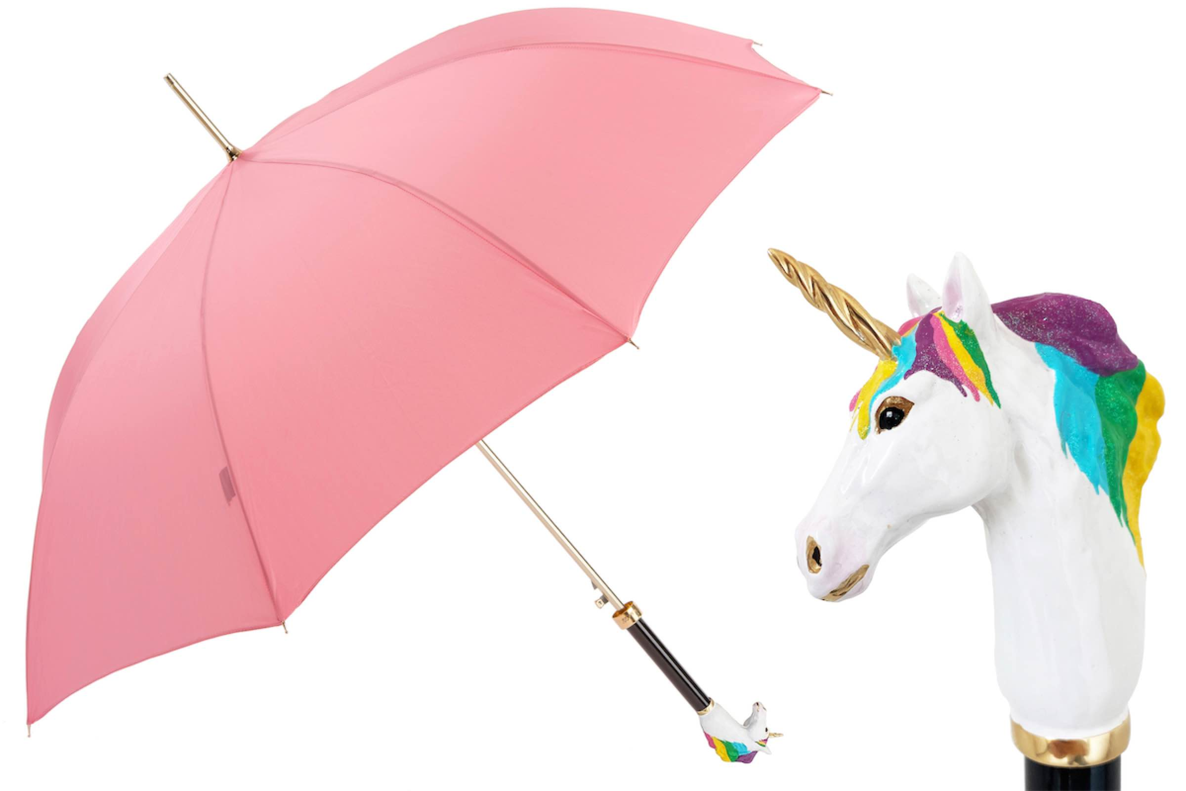 Unicorn Enameled Brass Handle Umbrella – Automatic Opening
