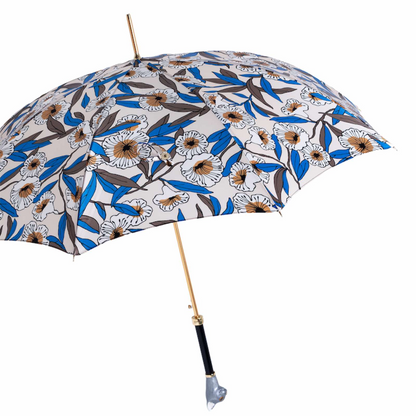 Grey Cat Umbrella with Enameled Brass Handle – Handmade in Italy